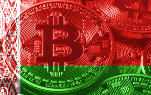 Belarus bitcoin flag, national flag cryptocurrency concept