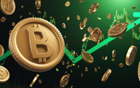 3d,Illustration,Renedering,Bitcoin,Golden,Gold,Growth,Gain,Chart,Trend