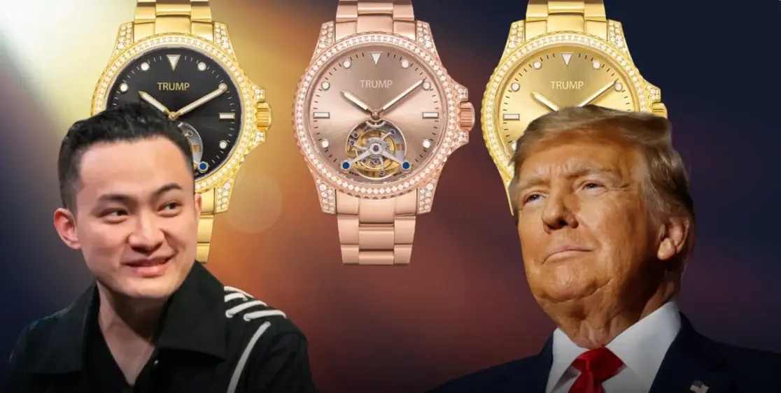 جاستین سان، بنیان‌گذار ترون، ساعت طلای ترامپ را به‌عنوان دارنده اصلی توکن $TRUMP دریافت کرد!